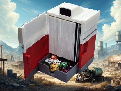 Additional view of the Fallout-inspired Nuka-Cola vending machine deck box for Commander and sleeved TCG cards, image 3.