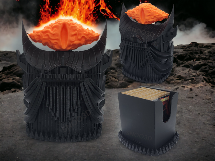 Eye of sauron-inspired tower deck box for Commander and sleeved TCG cards, primary product image.