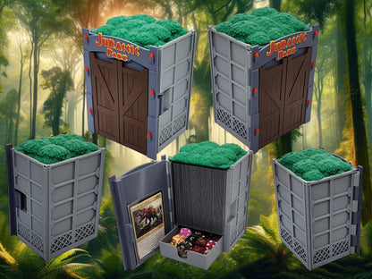 Additional view of the Jurassic Park-inspired gate deck box for Commander and sleeved TCG cards, image 2.