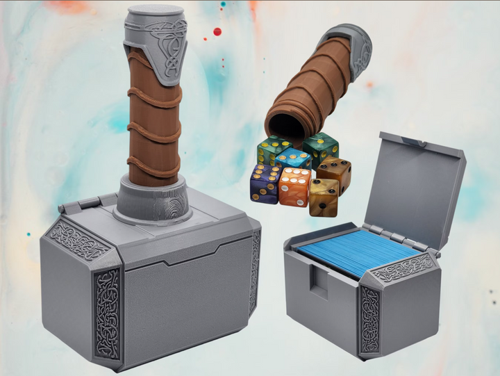 Mjolnir-inspired hammer deck box for Commander and sleeved TCG cards, primary product image.