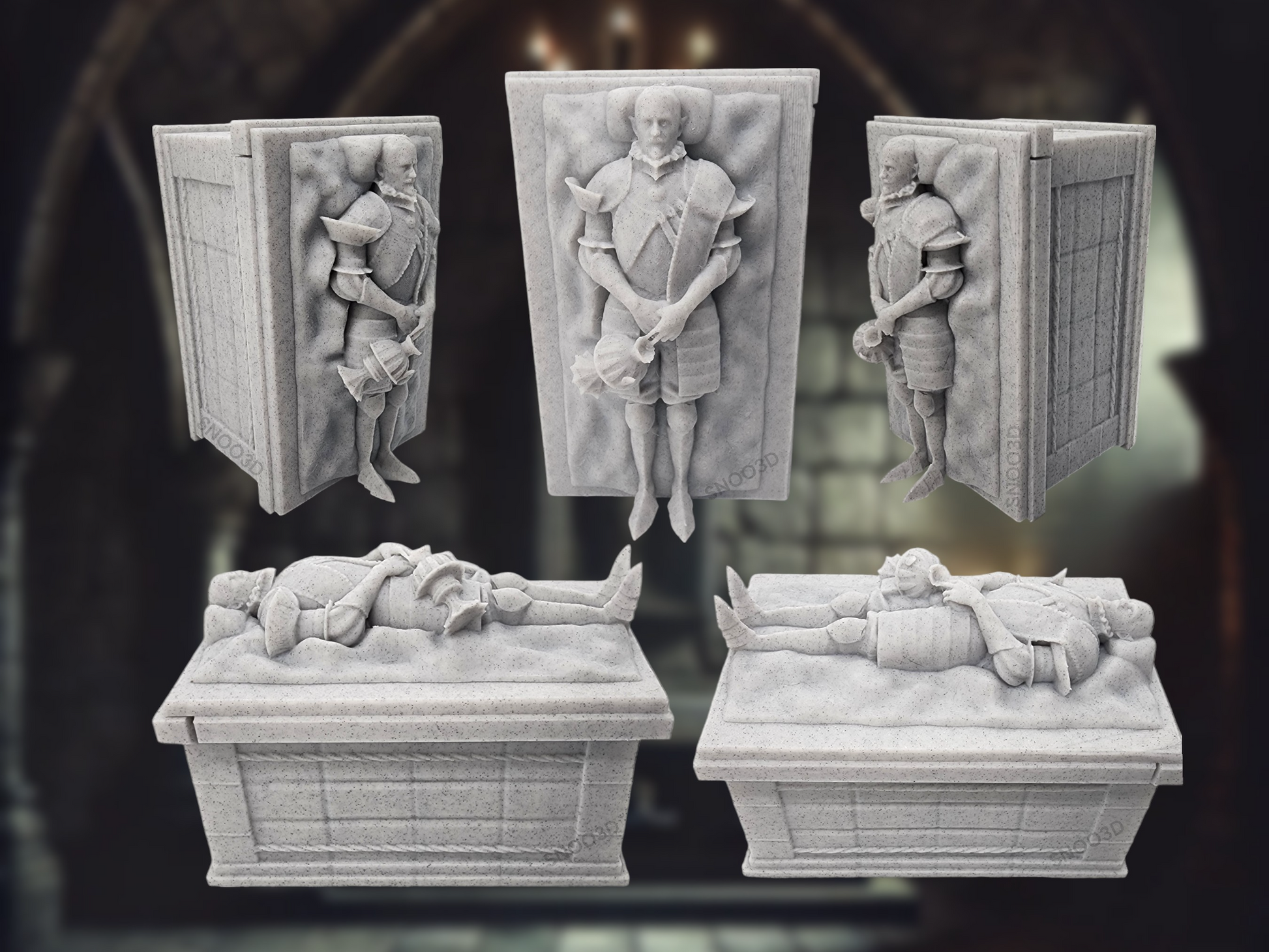 Gothic vampire crypt deck box shown with sleeved card storage.