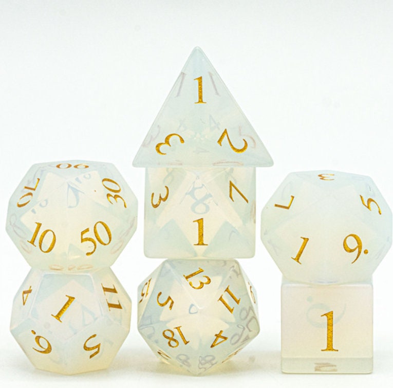 Real Opalite Polyhedral Dice Set DnD Game Dungeons and Dragons Set 7