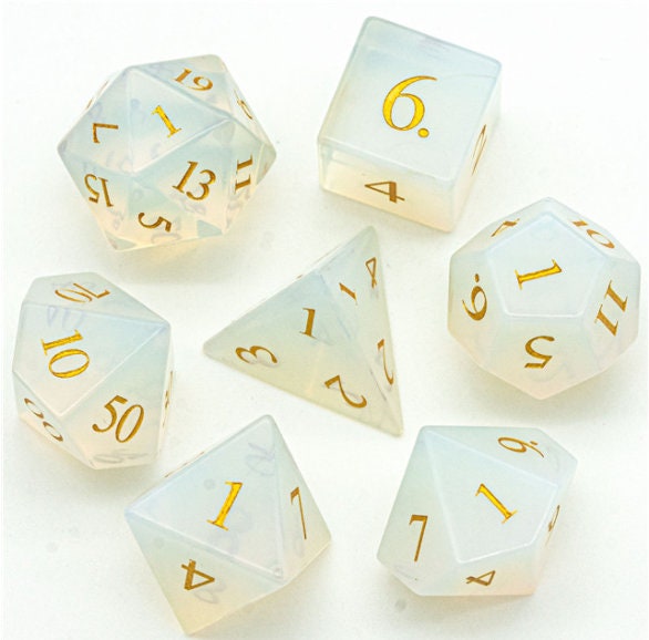 Real Opalite Polyhedral Dice Set DnD Game Dungeons and Dragons Set 7