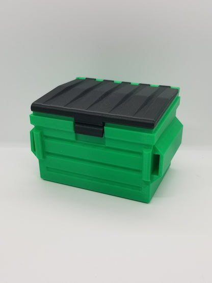 Additional view of the dumpster deck box for Commander and sleeved TCG cards, image 2.