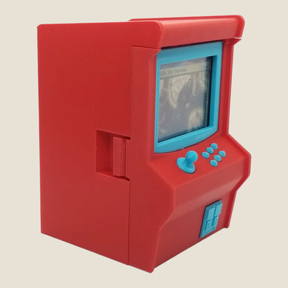 Additional view of the arcade machine deck box for Commander and sleeved TCG cards, image 4.