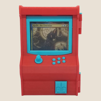 Additional view of the arcade machine deck box for Commander and sleeved TCG cards, image 2.