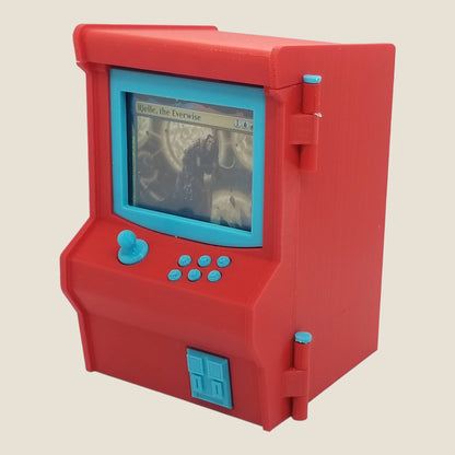 Additional view of the arcade machine deck box for Commander and sleeved TCG cards, image 3.