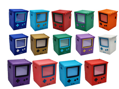 Additional view of the retro handheld game deck box for Commander and sleeved TCG cards, image 3.
