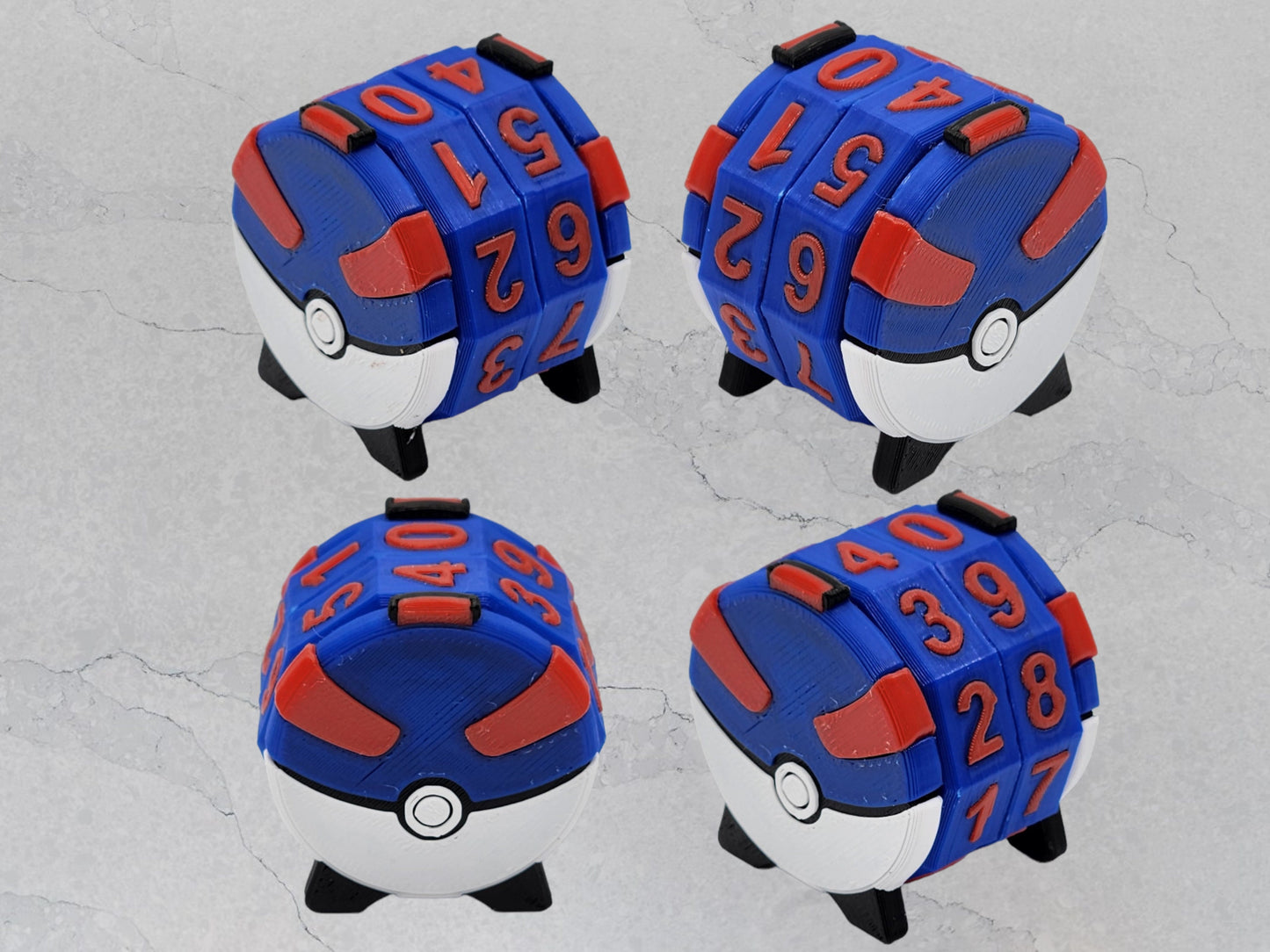 MTG Spindown Life Counters - Pokeballs - Pokemon- Ratcheting mechanism - D100 - Snoo3d