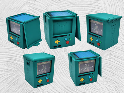 Additional view of the BMO-inspired deck box for Commander and sleeved TCG cards, image 2.